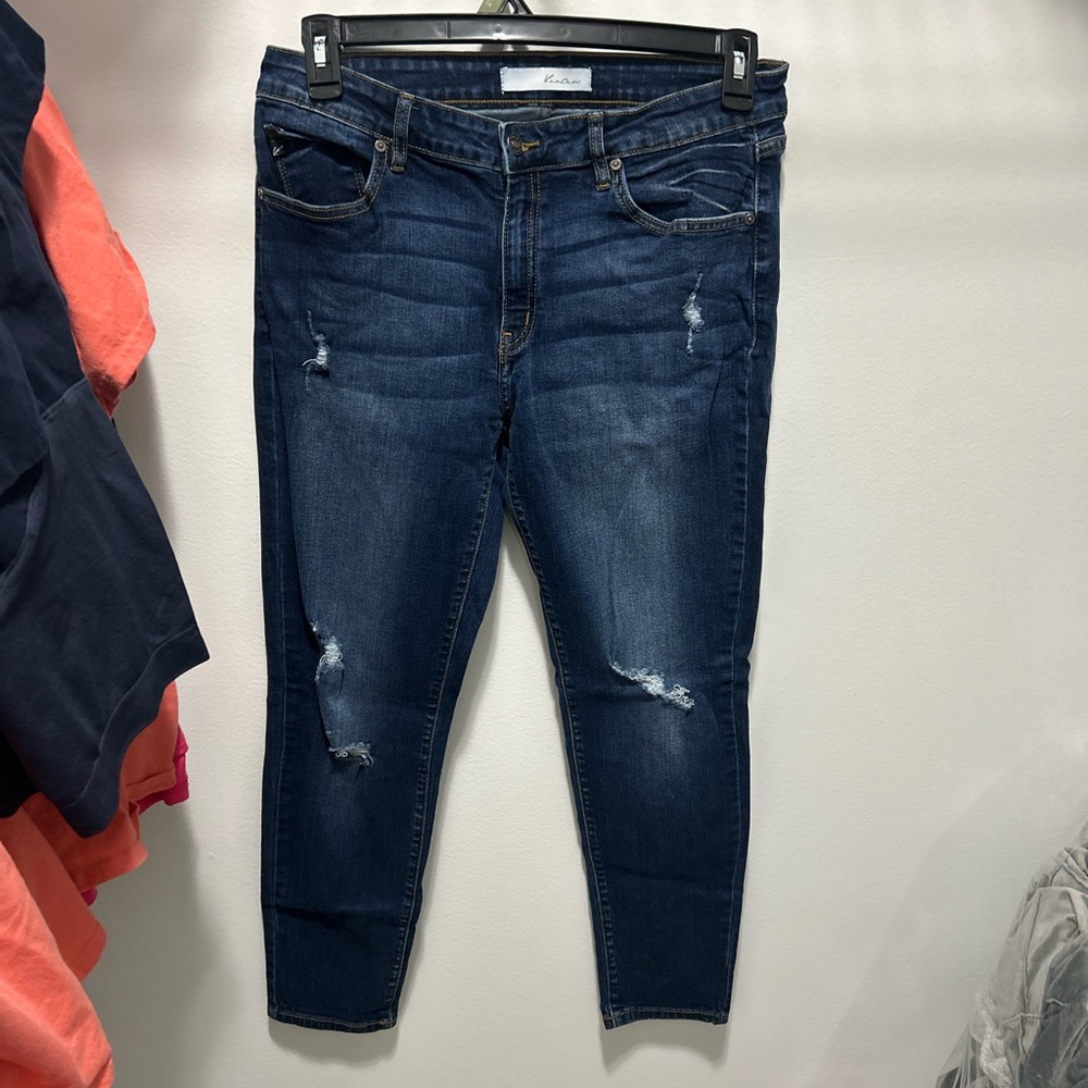 KanCan Dark Wash Distressed Ankle Jeans